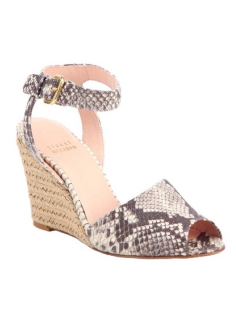 Stuart Weitzman Snakeskin Espadrille Wedge Sandals Size 7